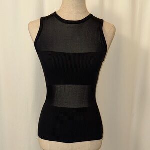 Vintage Bebe Moda Elegant Black Sleeveless Knit Top SZ M